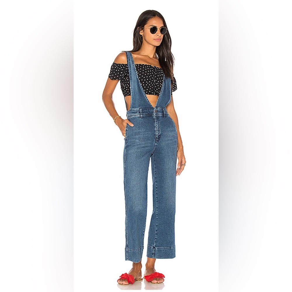 Free People Light Blue Denim Wide-Leg Jumpsuit - Picture 2 of 9